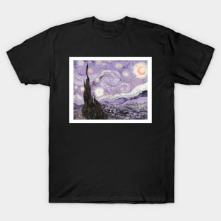 Vincent Van gogh Art Starry Night Purple Vintage Painting T-Shirt